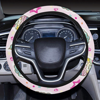 Cupcake Pattern Print Design CP03 Steering Wheel Cover with Elastic Edge
