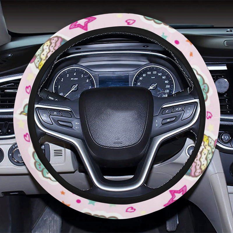 Cupcake Pattern Print Design CP03 Steering Wheel Cover with Elastic Edge