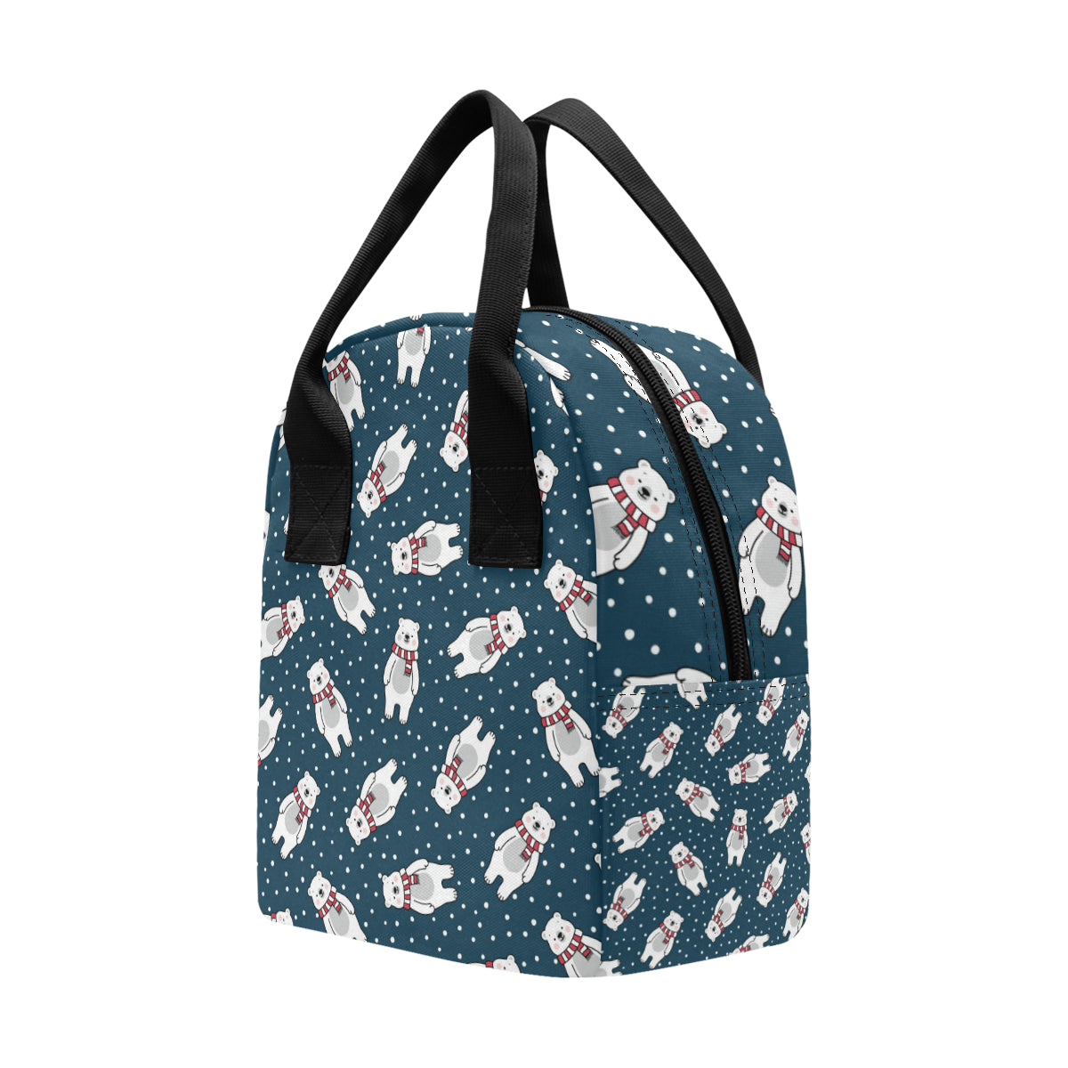 Polar Bear Pattern Print Design PB05 Insulated Lunch Bag