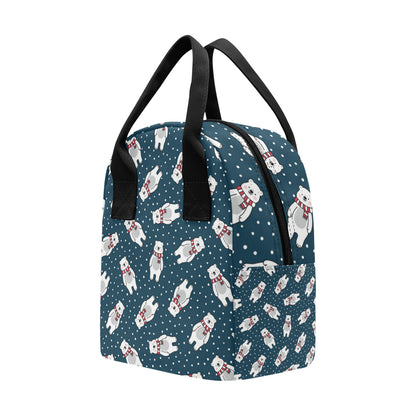 Polar Bear Pattern Print Design PB05 Insulated Lunch Bag