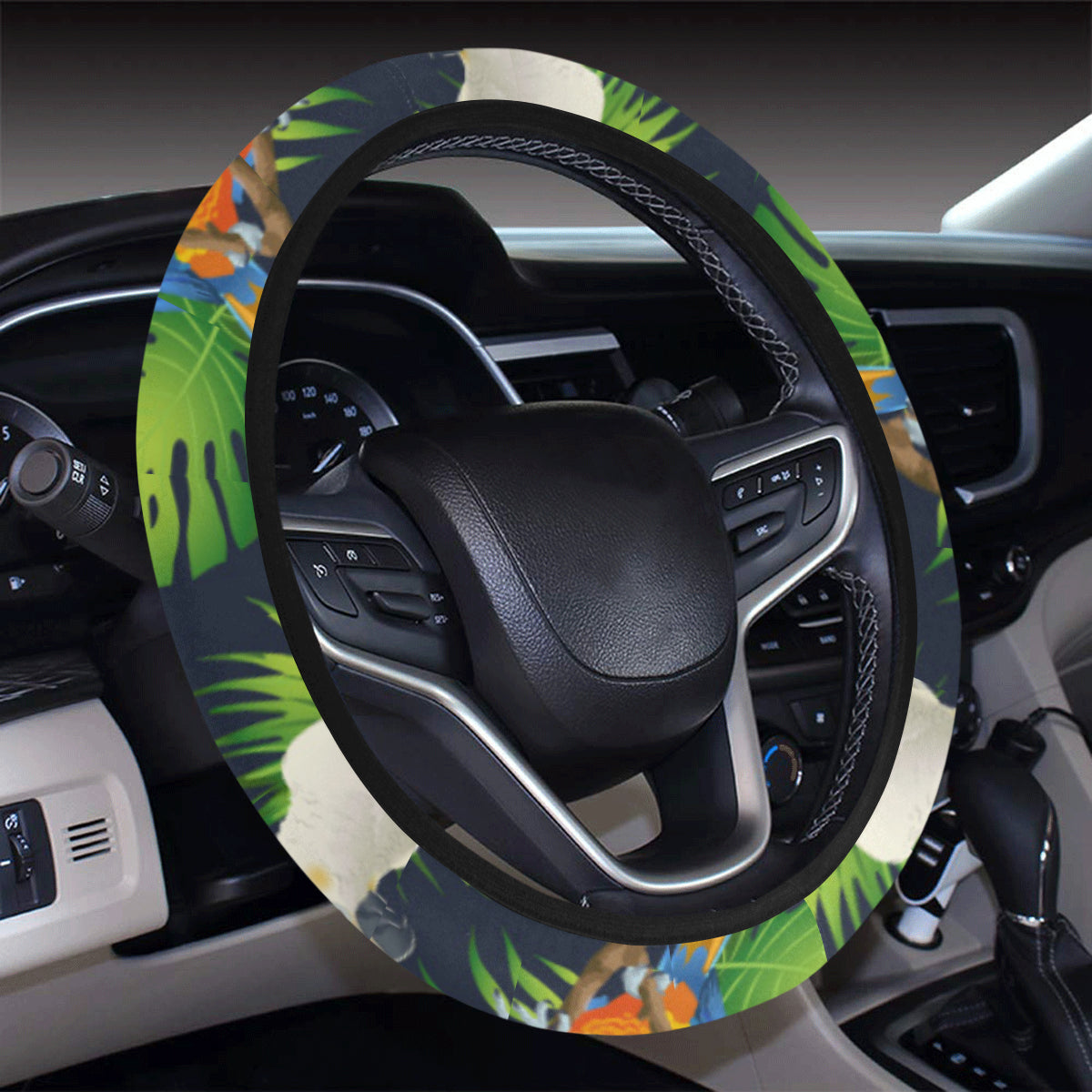 Parrot Pattern Print Design A03 Steering Wheel Cover with Elastic Edge