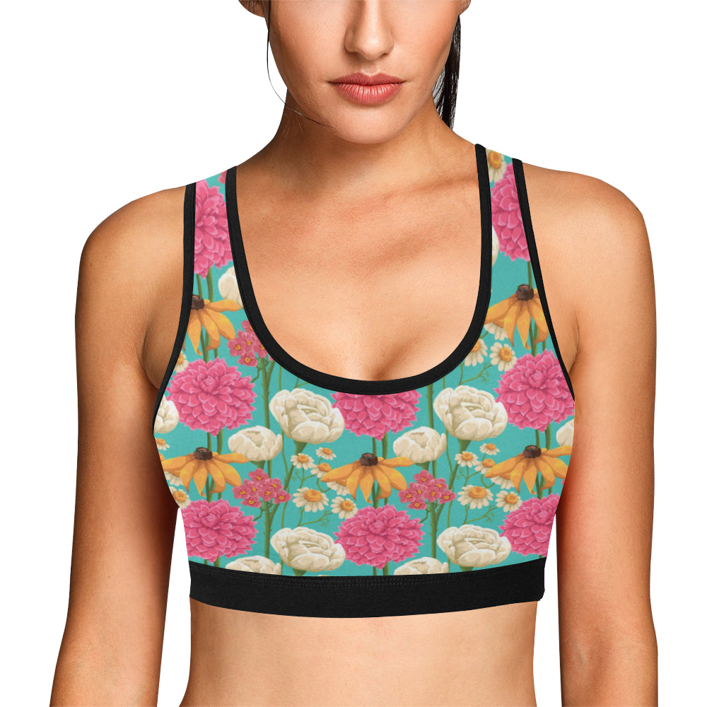 Summer Floral Pattern Print Design SF07 Sports Bra