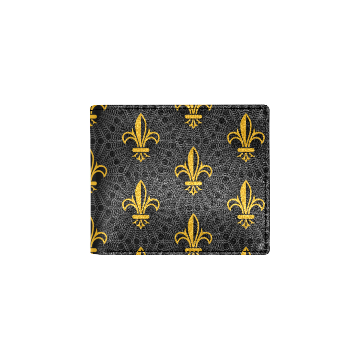 Fleur De Lis Gold Pattern Print Design 01 Men's ID Card Wallet