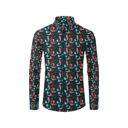 Mermaid Girl Themed Design Print Men's Long Sleeve Shirt