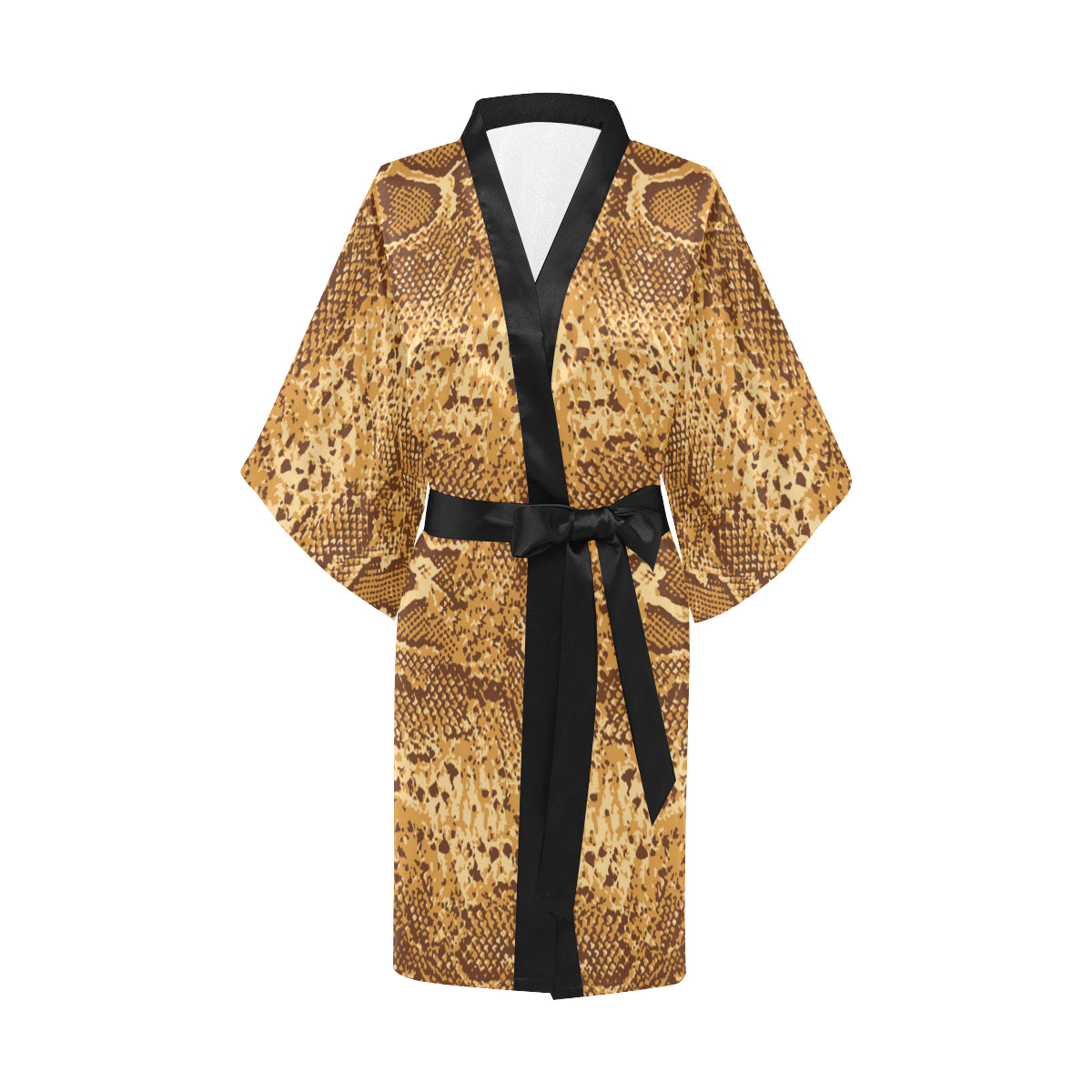Python Brown Pattern Print Design A03 Women's Short Kimono