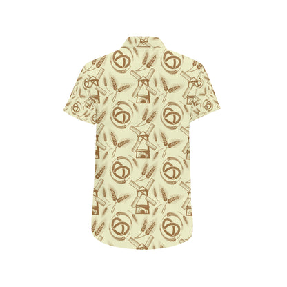 Agricultural Windmills Print Design 03 Men's Short Sleeve Button Up Shirt