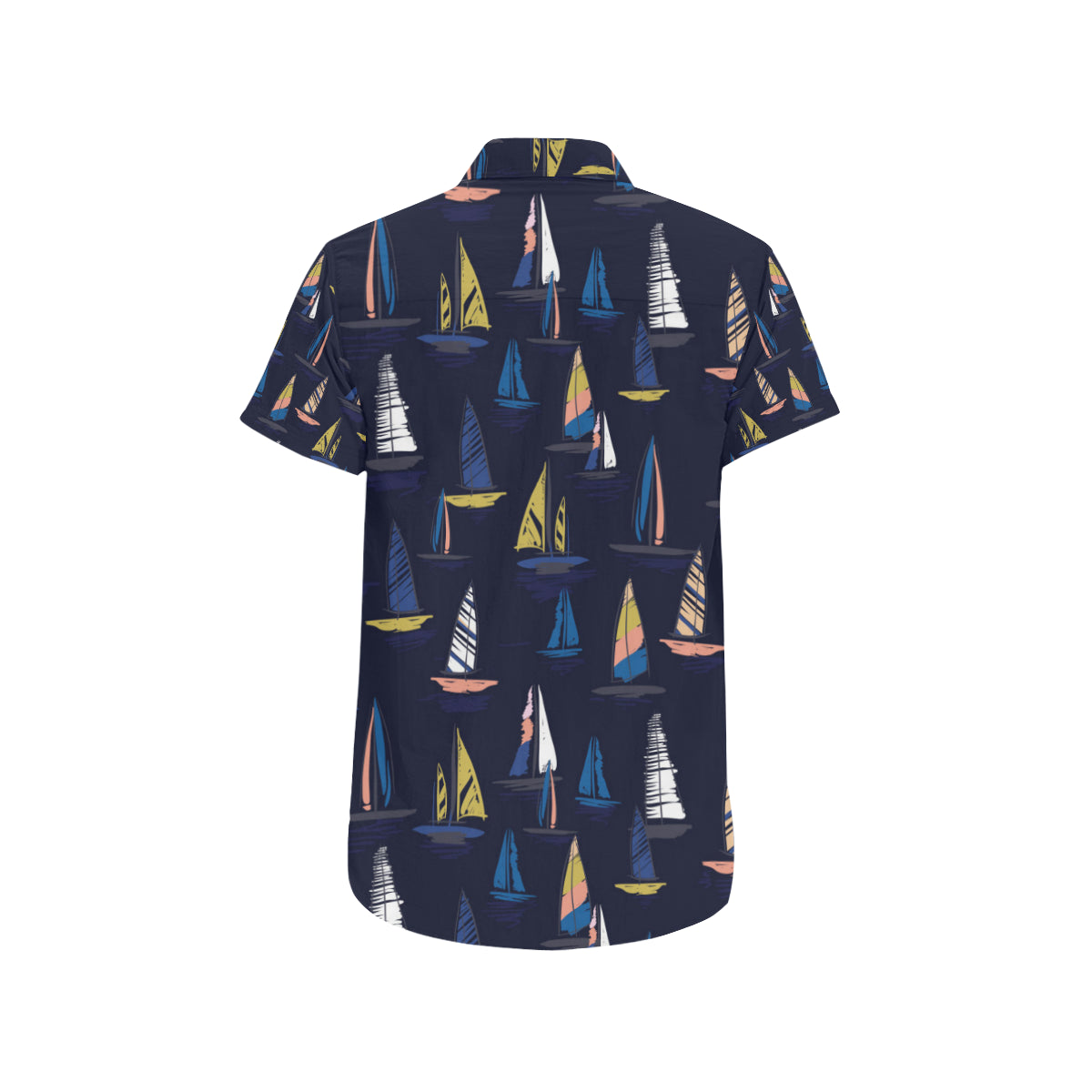 Sailing Ships Pattern Print Design A03 Men's Short Sleeve Button Up Shirt