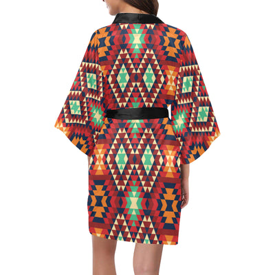 Native Pattern Print Design A07 Women's Short Kimono