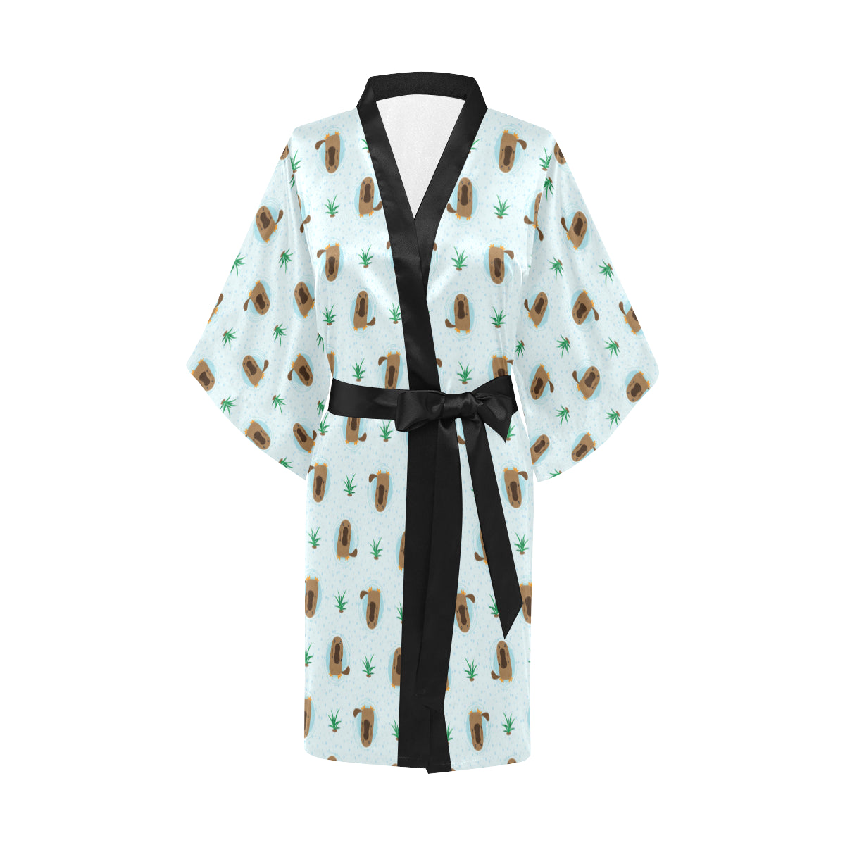 Platypus Pattern Print Design A04 Women's Short Kimono