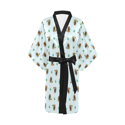 Platypus Pattern Print Design A04 Women's Short Kimono