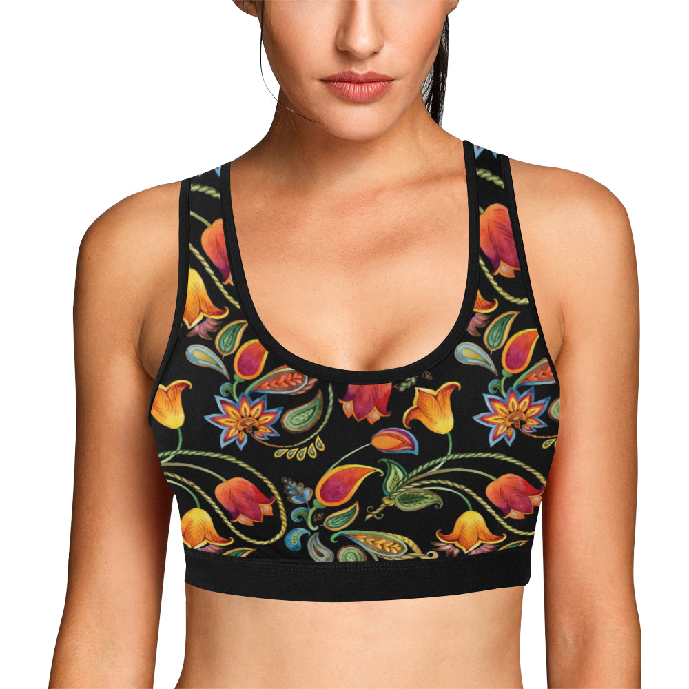 Tulip Boho Pattern Print Design TP09 Sports Bra