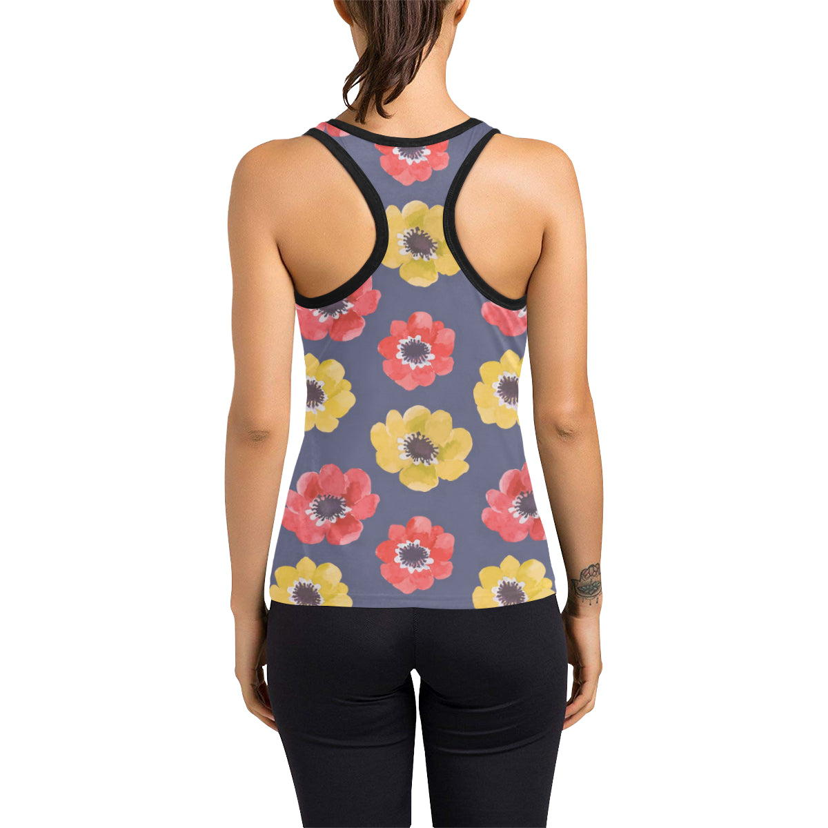 Anemone Pattern Print Design AM010 Women's Racerback Tank Top