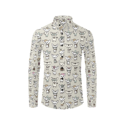 Chihuahua Pattern Print Design 02 Men's Long Sleeve Shirt