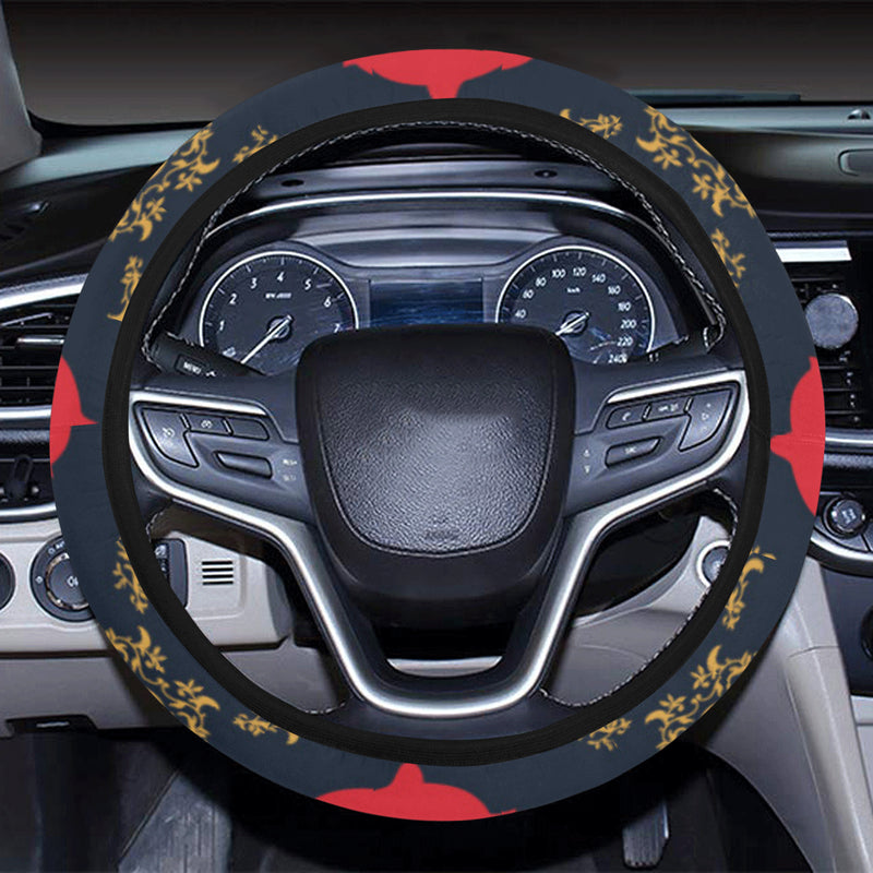 Rooster Pattern Print Design A02 Steering Wheel Cover with Elastic Edge