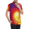 Vortex Twist Swirl Flame Themed Men's Short Sleeve Button Up Shirt