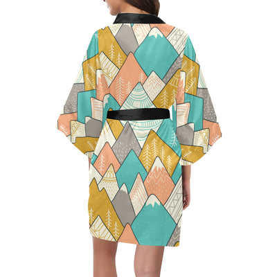 Mountain Pattern Print Design 02 Women's Short Kimono