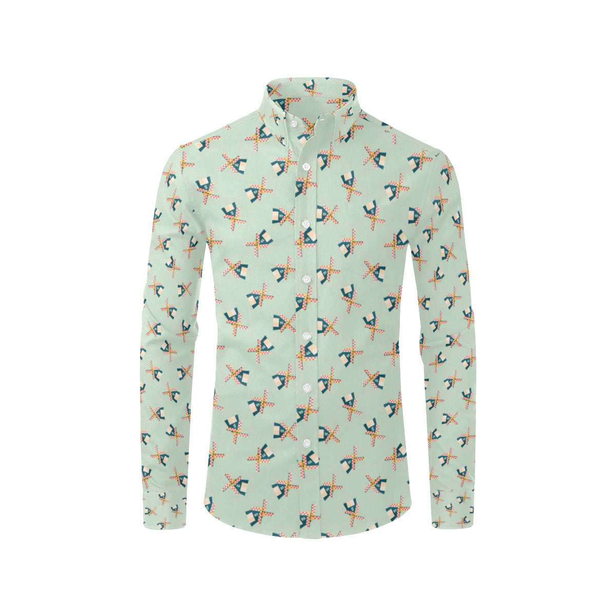 Windmill Pattern Print Design 02 Men's Long Sleeve Shirt