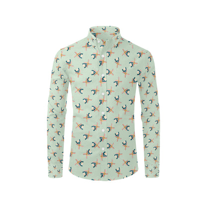 Windmill Pattern Print Design 02 Men's Long Sleeve Shirt