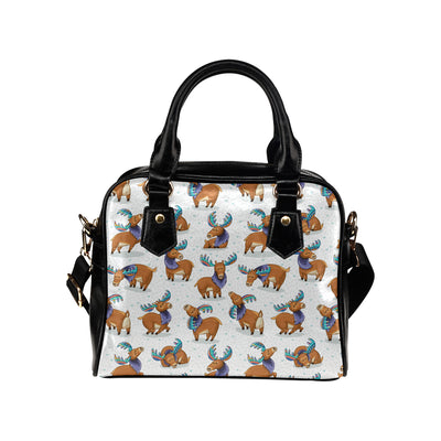 Moose Cute Pattern Print Design 01 Shoulder Handbag