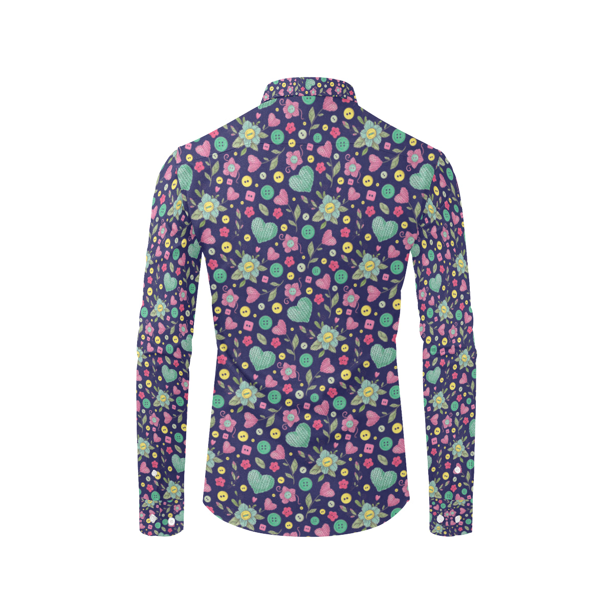 Crochet Pattern Print Design 02 Men's Long Sleeve Shirt
