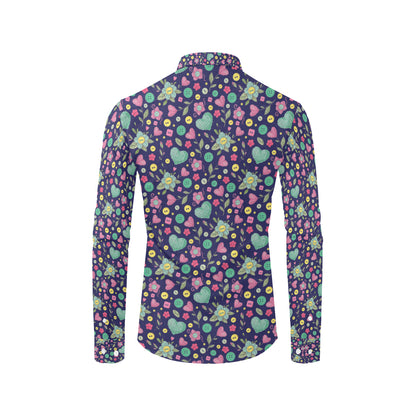 Crochet Pattern Print Design 02 Men's Long Sleeve Shirt