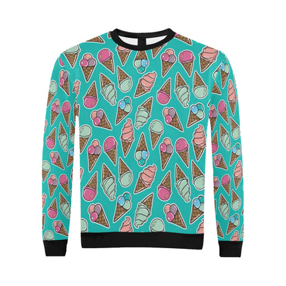 Ice Cream Pattern Print Design IC01 Men Long Sleeve Sweatshirt
