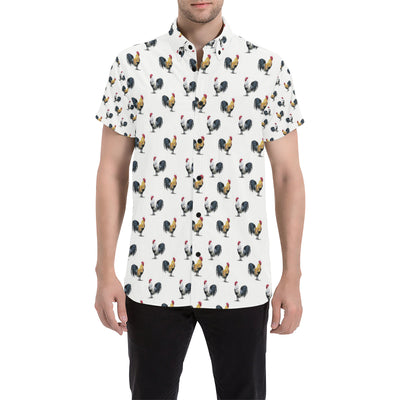 Chicken Pattern Print Design 02 Men's Short Sleeve Button Up Shirt