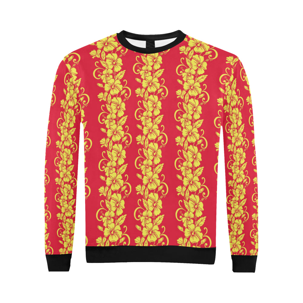 Orange Hibiscus Pattern Print Design HB018 Men Long Sleeve Sweatshirt
