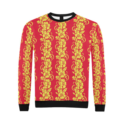 Orange Hibiscus Pattern Print Design HB018 Men Long Sleeve Sweatshirt