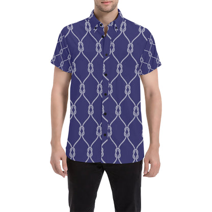 Rope Pattern Print Design A03 Men's Short Sleeve Button Up Shirt