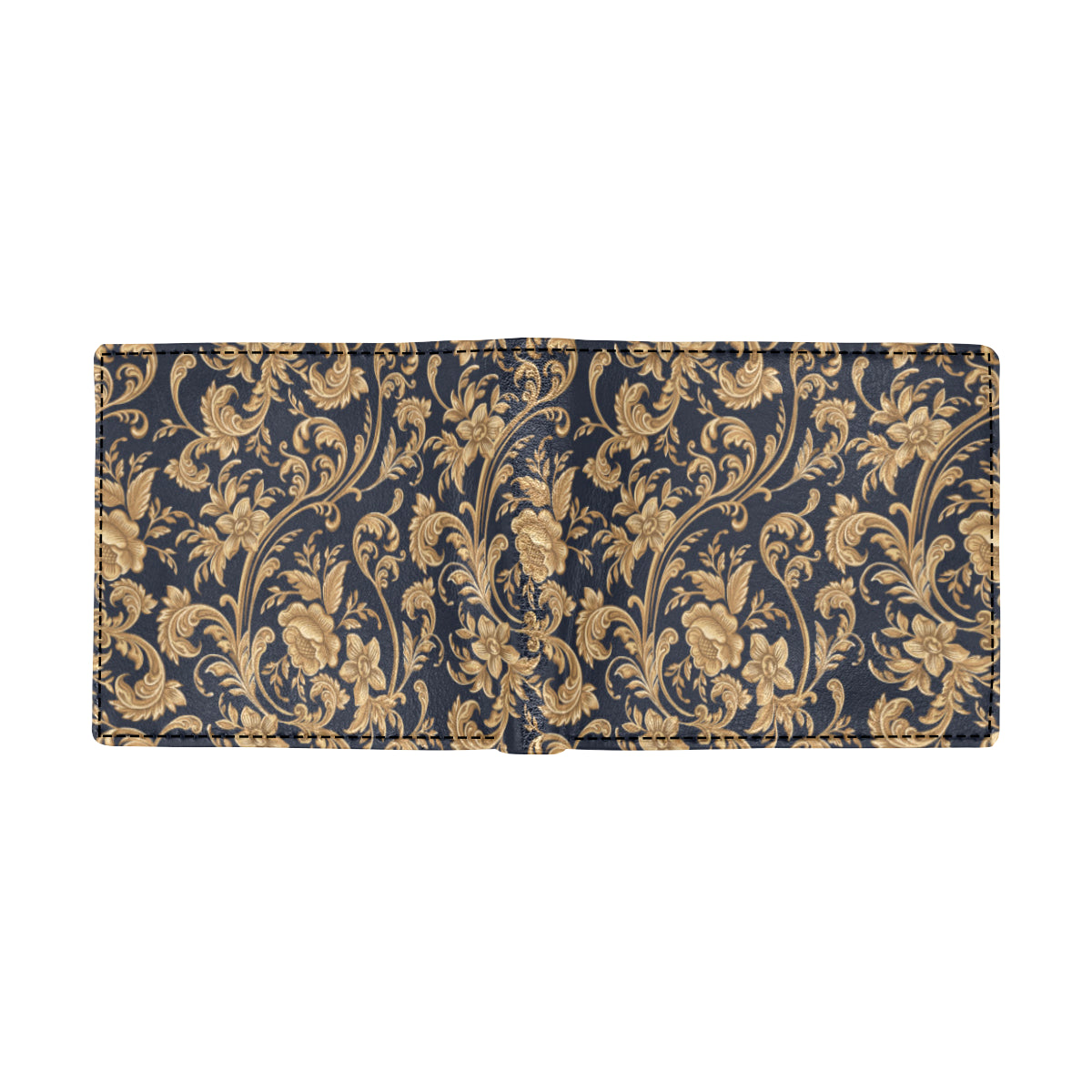 Baroque Golden Pattern Print Design 03 Men's ID Card Wallet