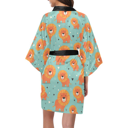 Lion Baby Pattern Print Design 03 Women's Short Kimono