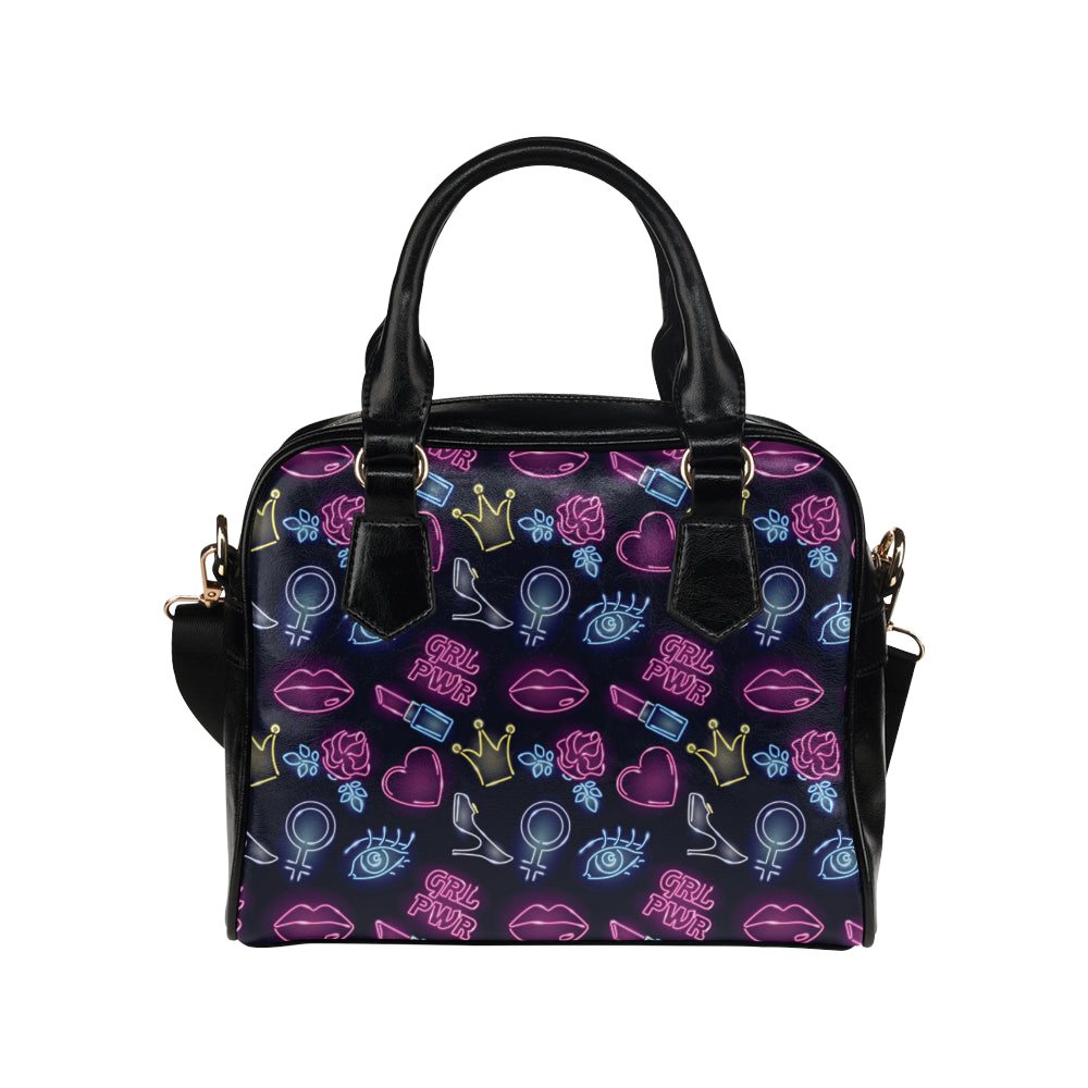 Lipstick Neon Pattern Print Design 02 Shoulder Handbag