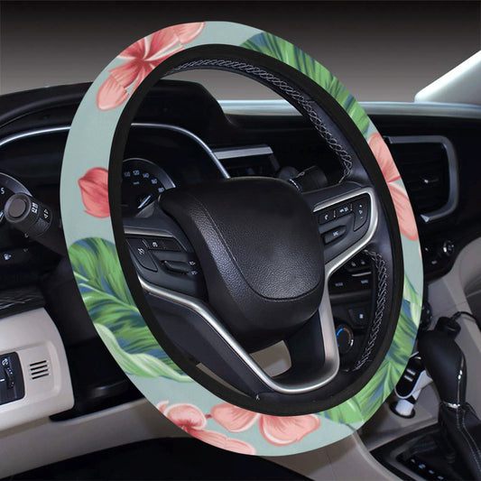 Plumeria Pattern Print Design PM027 Steering Wheel Cover with Elastic Edge