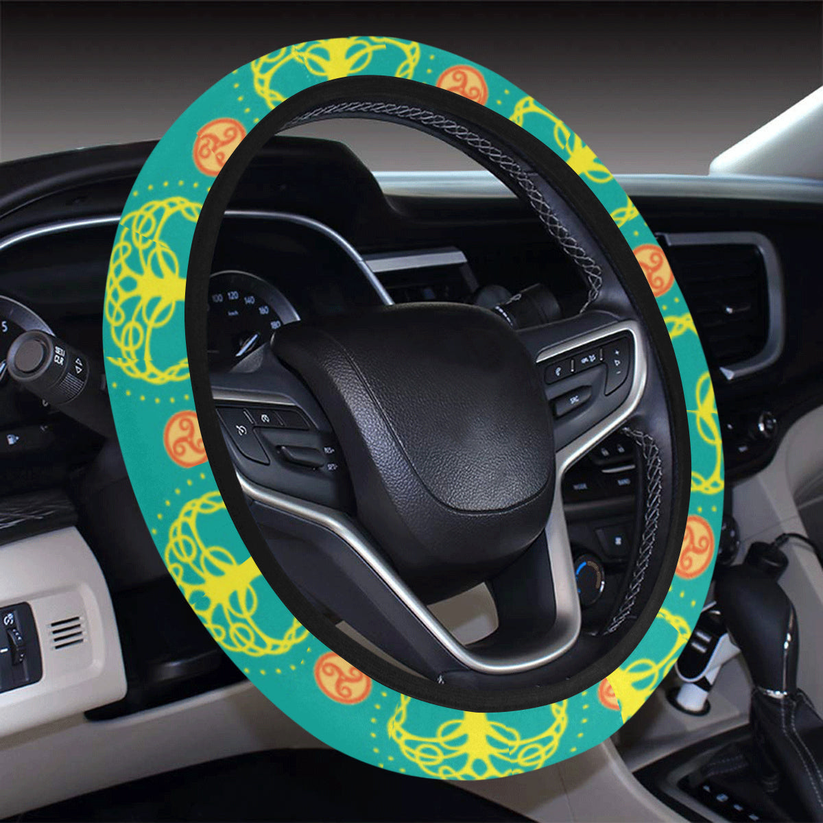 Celtic Tree of Life Print Pattern Steering Wheel Cover with Elastic Edge
