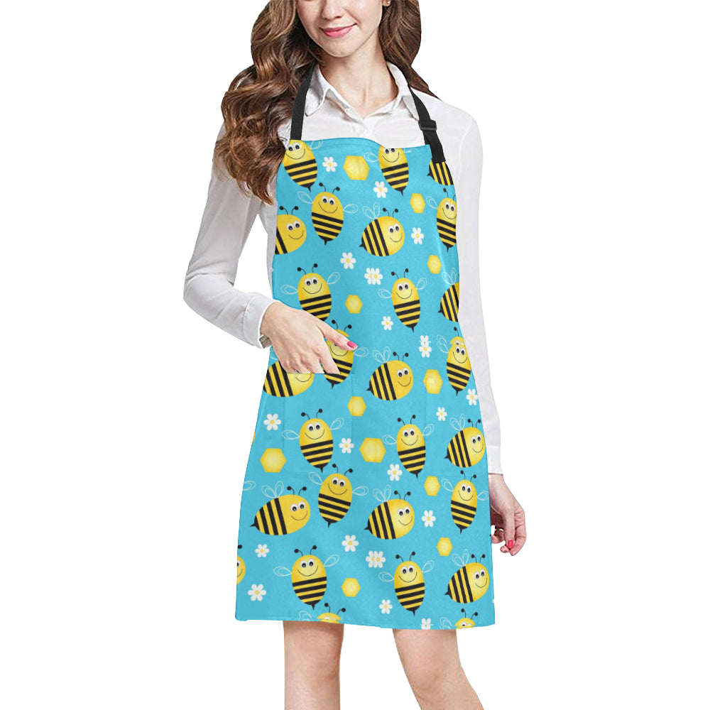 Bee Pattern Print Design BEE06 Apron with Pocket