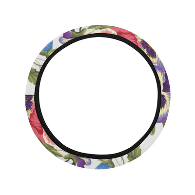 Pansy Pattern Print Design PS06 Steering Wheel Cover with Elastic Edge