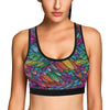 Feather Multicolor Design Print Sports Bra