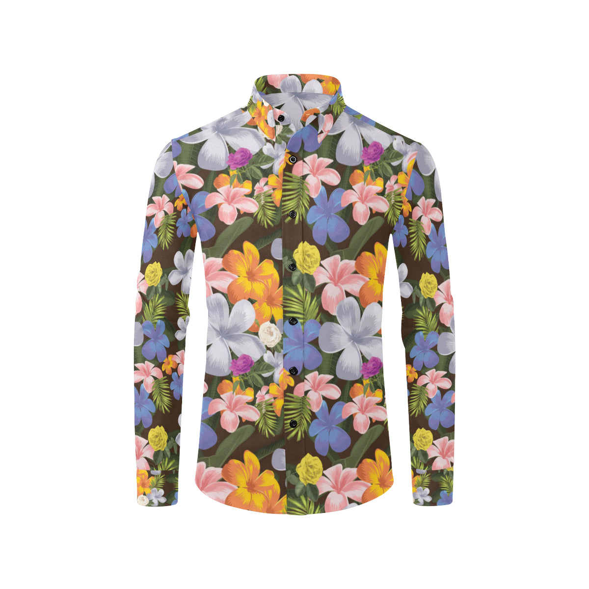 Plumeria Pattern Print Design PM03 Men's Long Sleeve Shirt