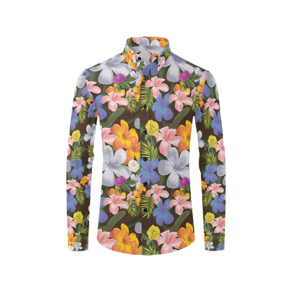 Plumeria Pattern Print Design PM03 Men's Long Sleeve Shirt