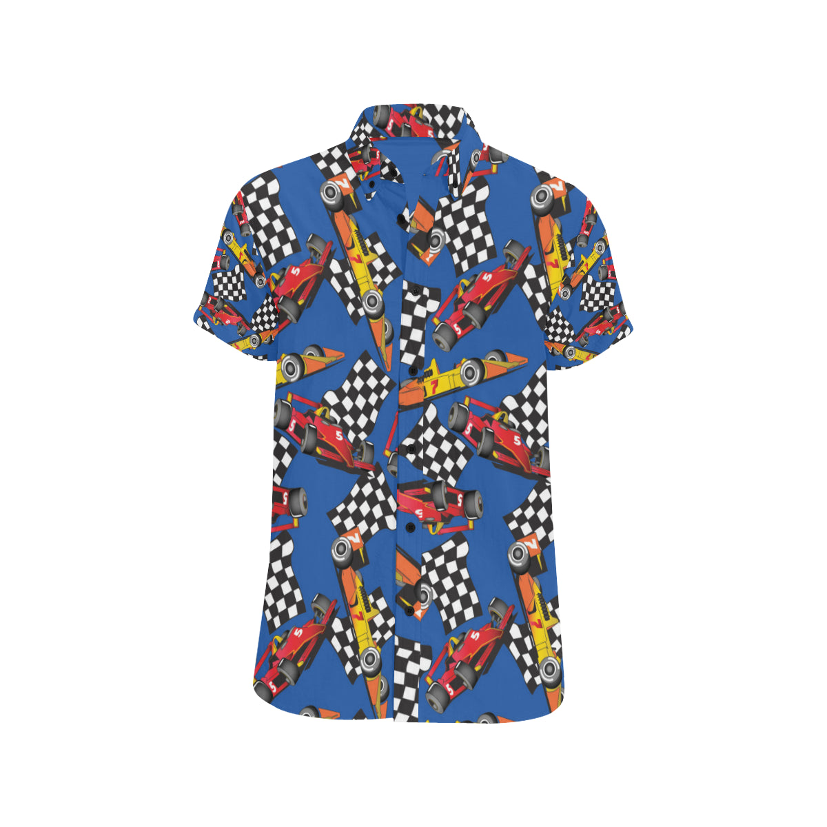 Racing Pattern Print Design A01 Men's Short Sleeve Button Up Shirt