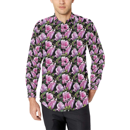 Magnolia Pattern Print Design MAG011 Men's Long Sleeve Shirt