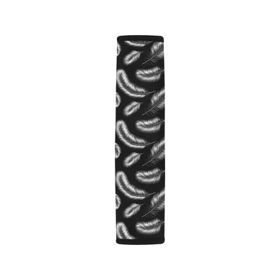 Feather Black White Design Print Car Seat Belt Cover