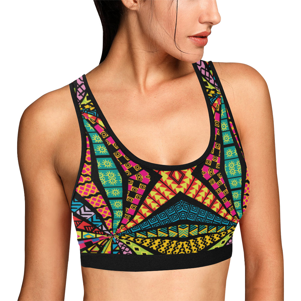 Kaleidoscope Pattern Print Design 05 Sports Bra