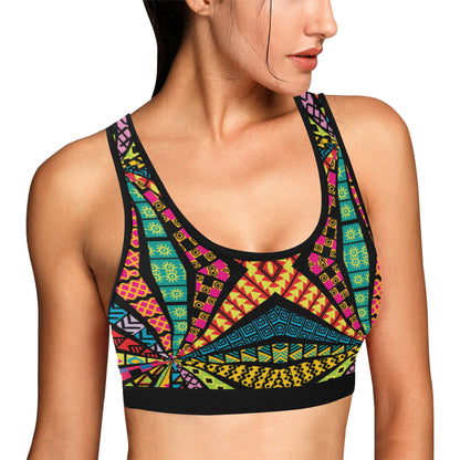 Kaleidoscope Pattern Print Design 05 Sports Bra