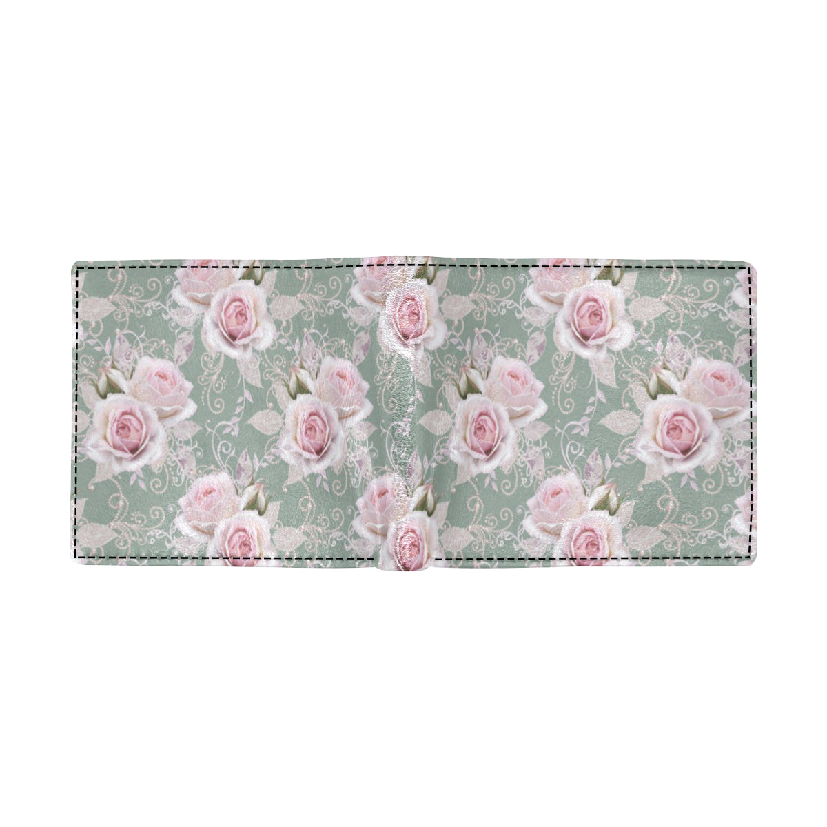 Rose White Pattern Print Design RO012 Men's ID Card Wallet