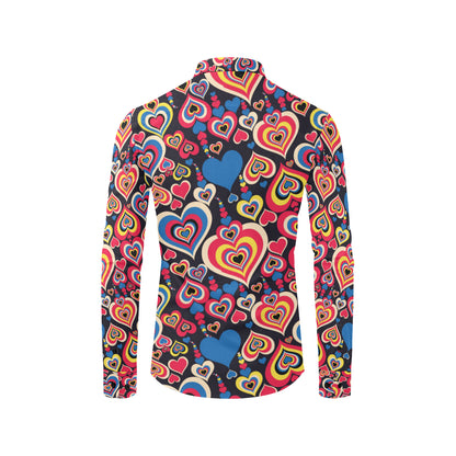 Heart Pattern Print Design HE08 Men's Long Sleeve Shirt