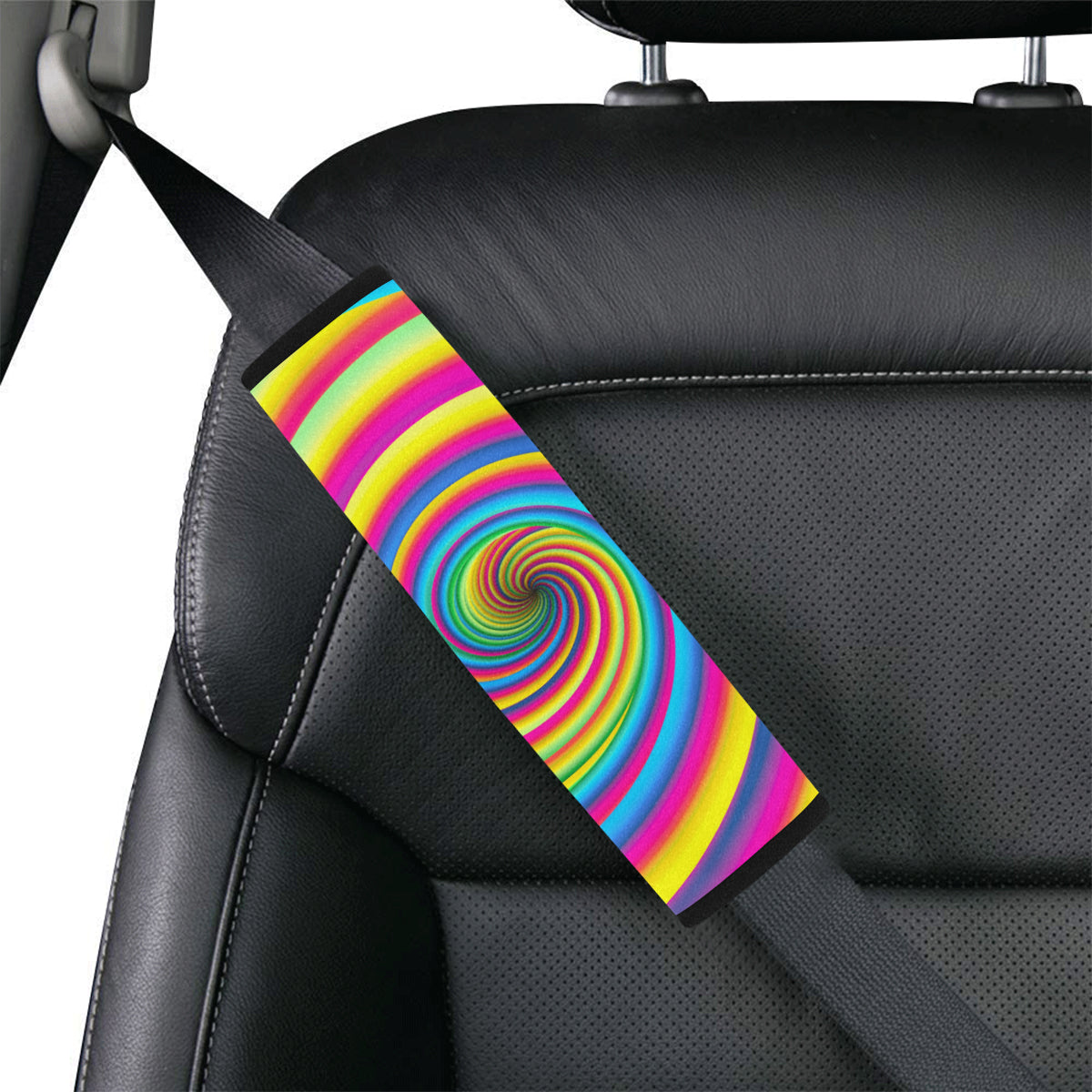Vortex Twist Swirl Rainbow Design Car Seat Belt Cover