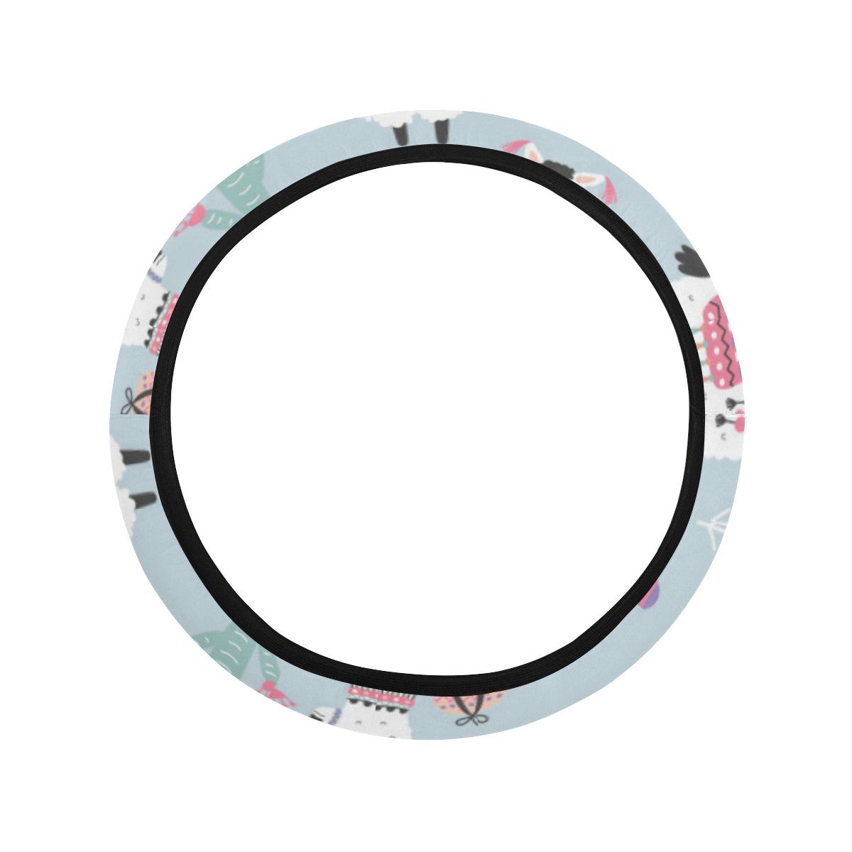 Llama Pattern Print Design 04 Steering Wheel Cover with Elastic Edge