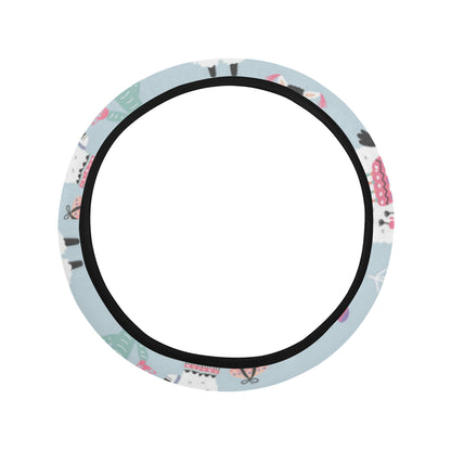 Llama Pattern Print Design 04 Steering Wheel Cover with Elastic Edge